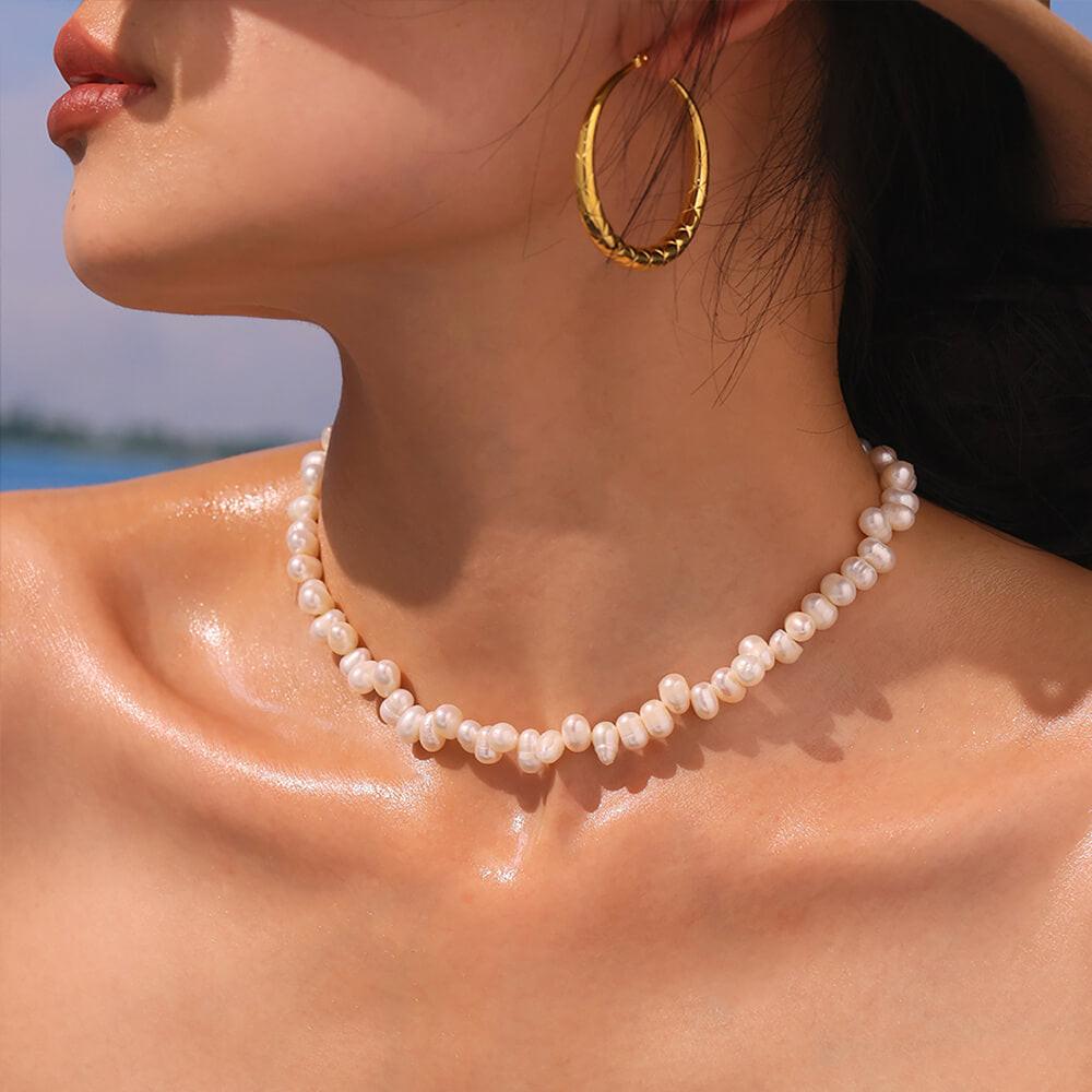Antique Style Pearl Necklace with Baroque French Charm