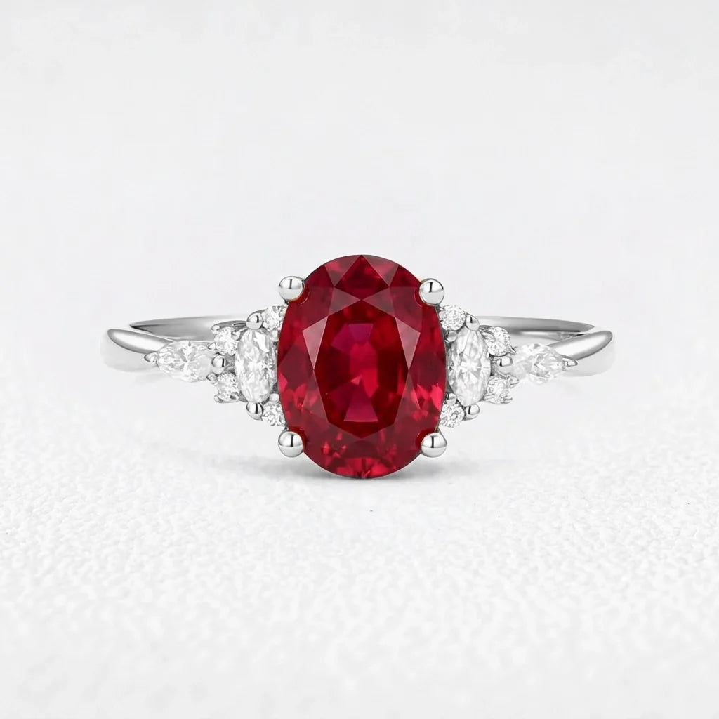 Valencia’s Crimson | 1.5CT Classic Oval Ruby Engagement Ring