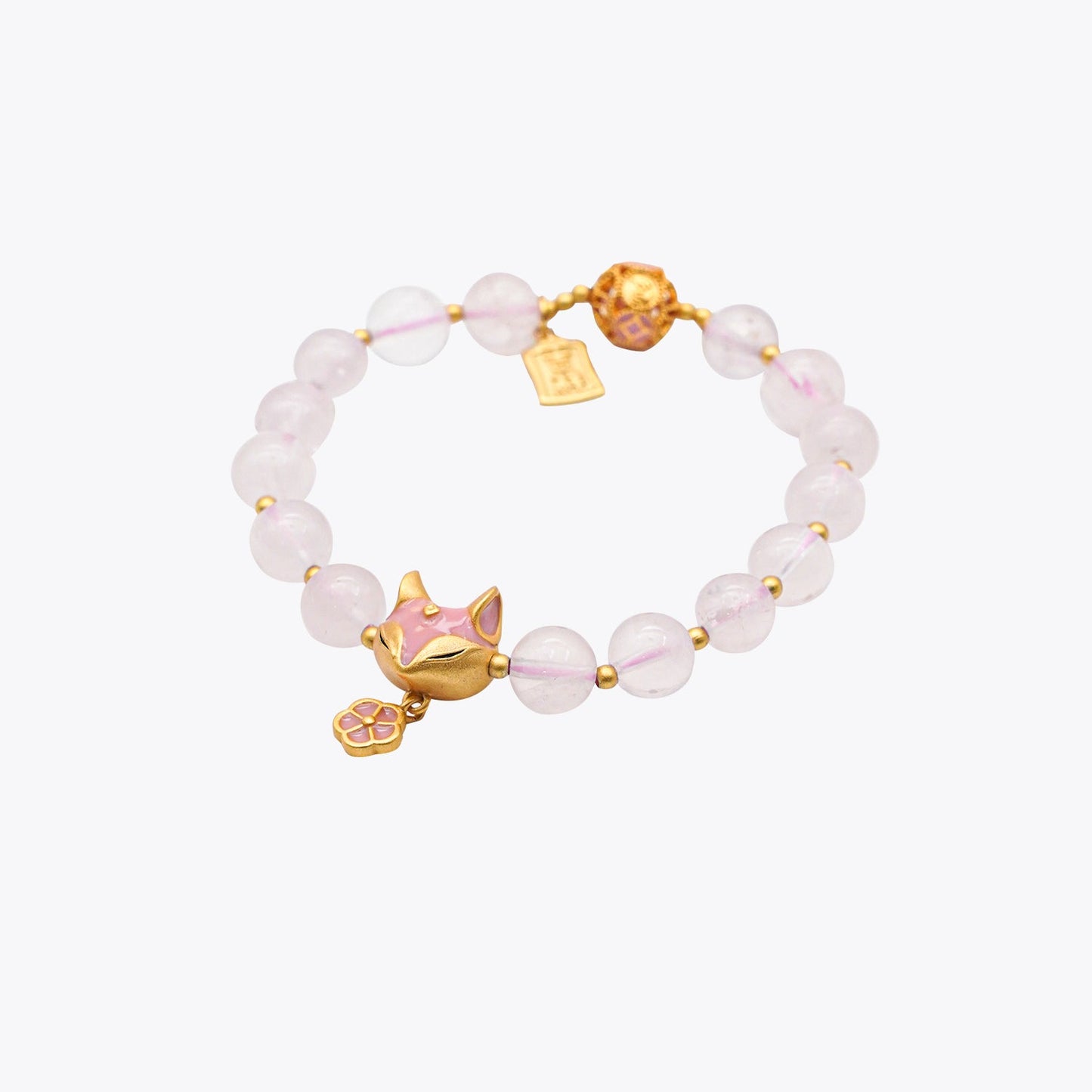 Blossoming Rose Quartz Accumulating Gold Crystal Bracelet
