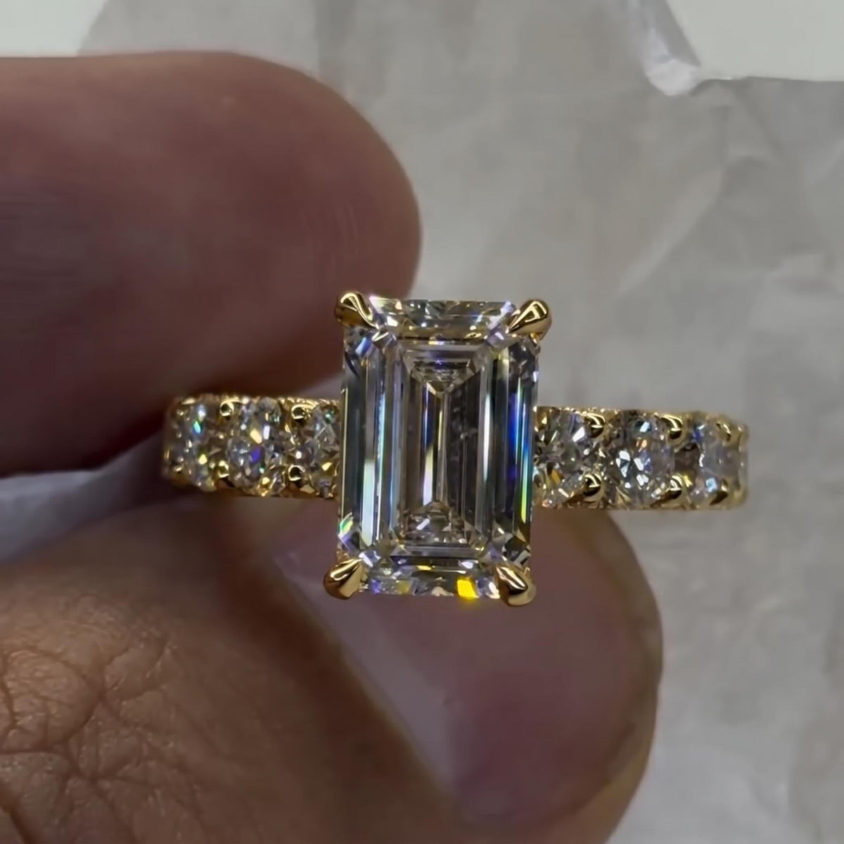 Timeless 5.0ct Emerald Cut Pavé Engagement Ring In Sterling Silver