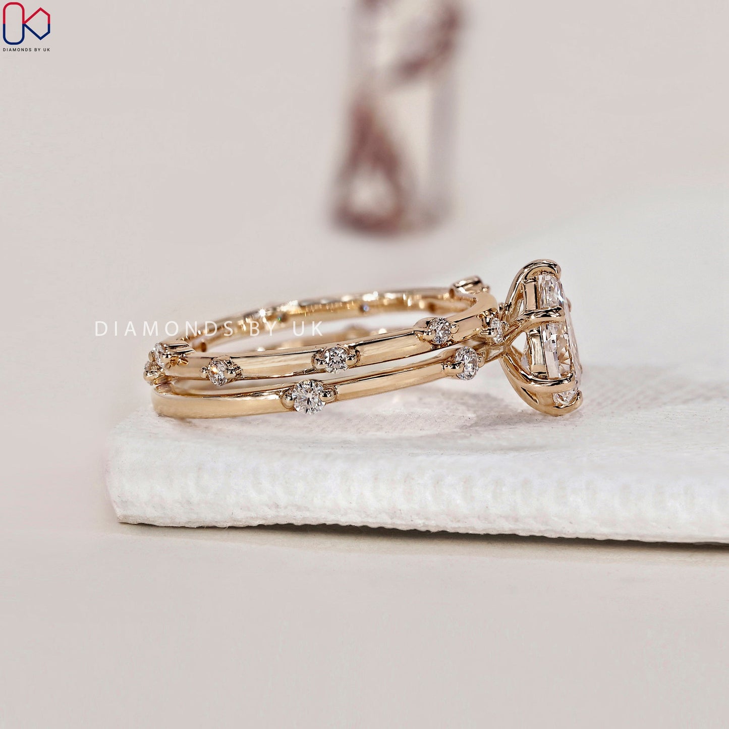 Pear Engagement Ring With Wedding Band