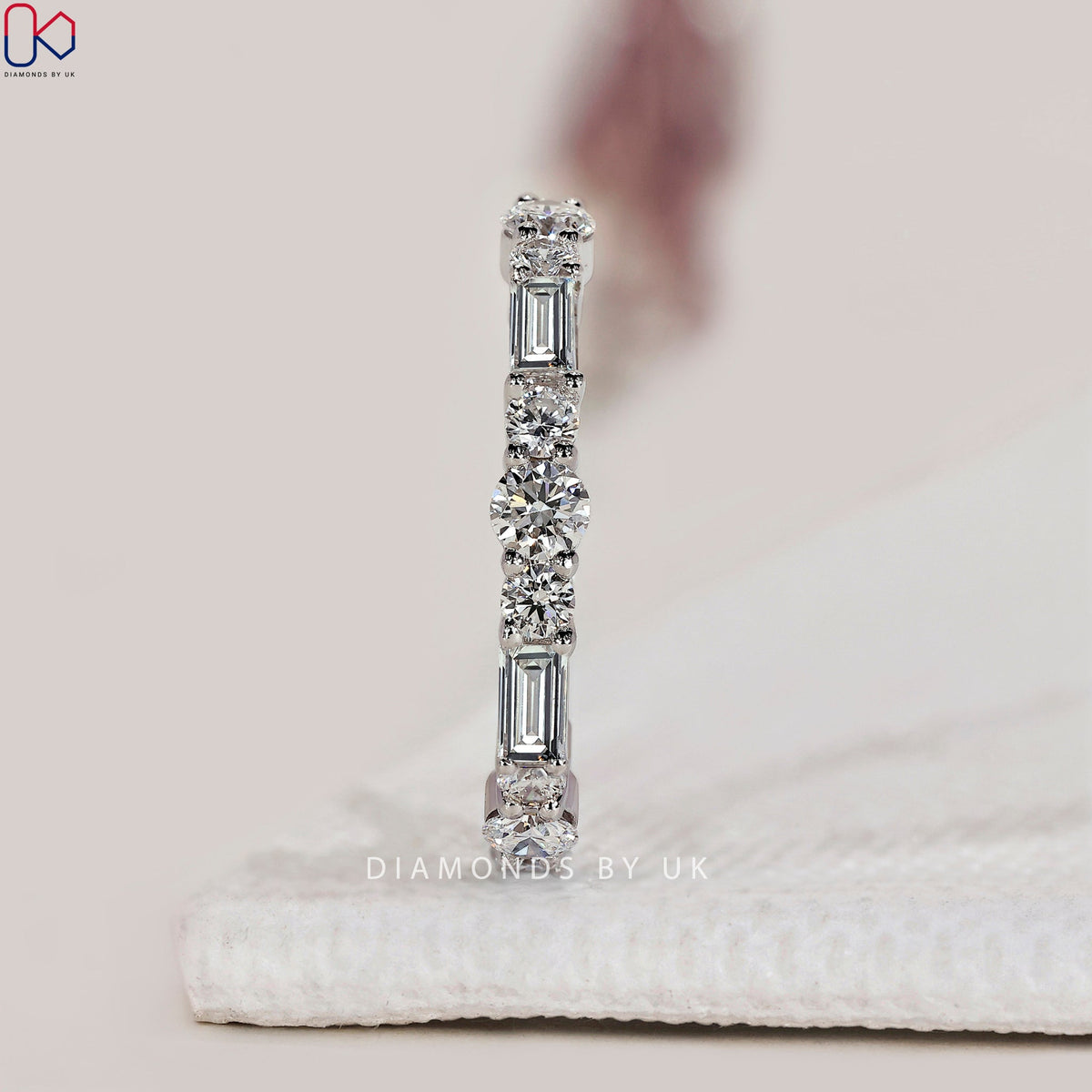 Half Eternity Round Diamond And Baguette Band