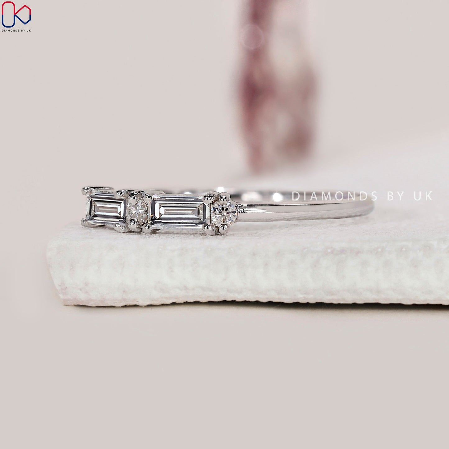 Morse Code Baguette And Round Diamond Band