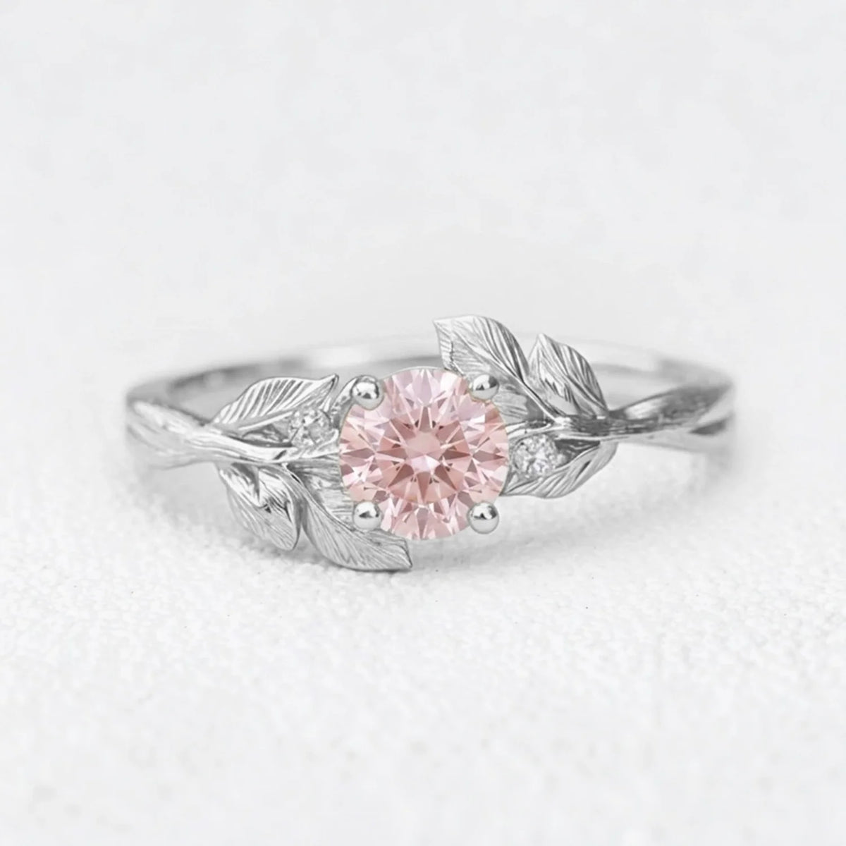Daphne’s Dawn | Round Cut Pink Sapphire Engagement Ring