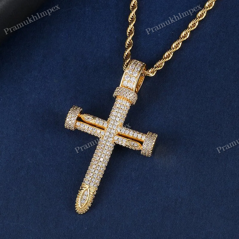 22K Gold Plating 925 Silver Antique Moissanite Three Nails Necklace