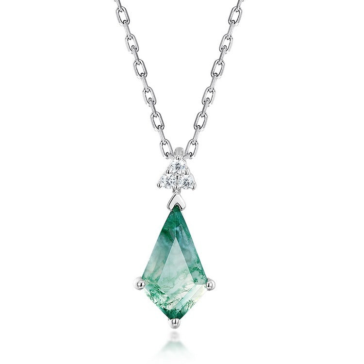 Danity 7x12mm Kite Cut Moss Agate Necklace Pendant