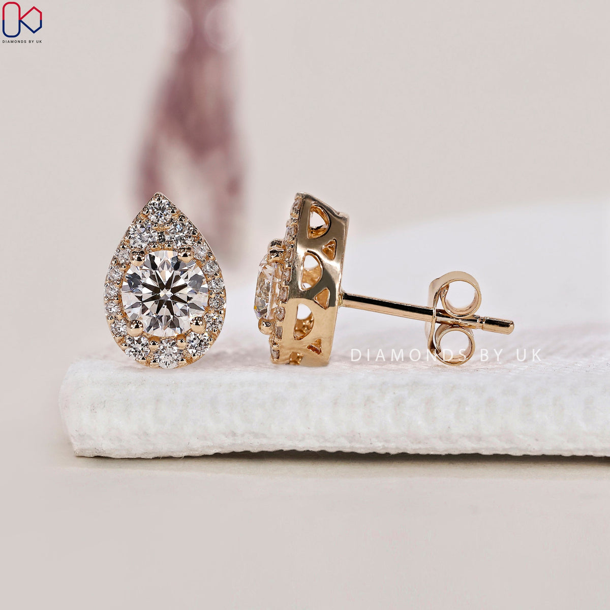 Halo Earrings - Round Diamond Stud