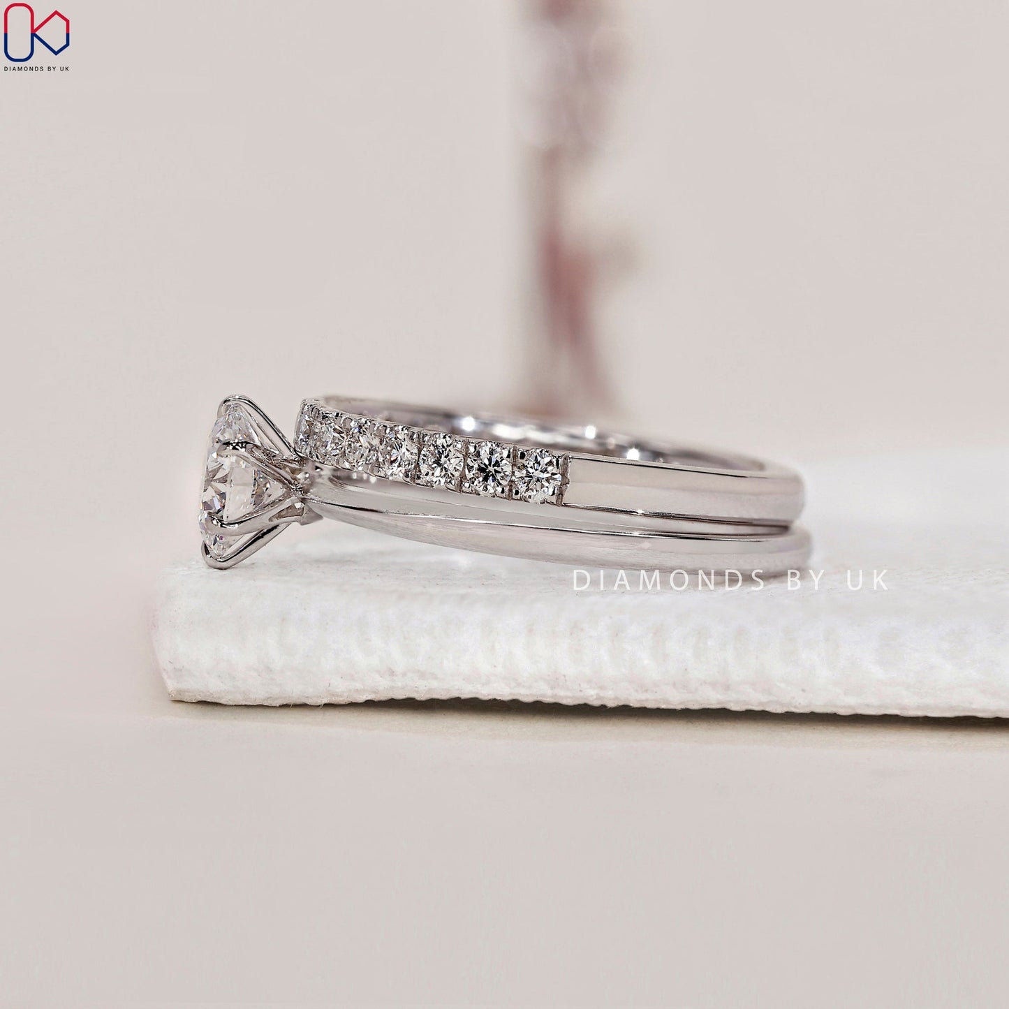 Round Engagement Ring Band With Diamonds