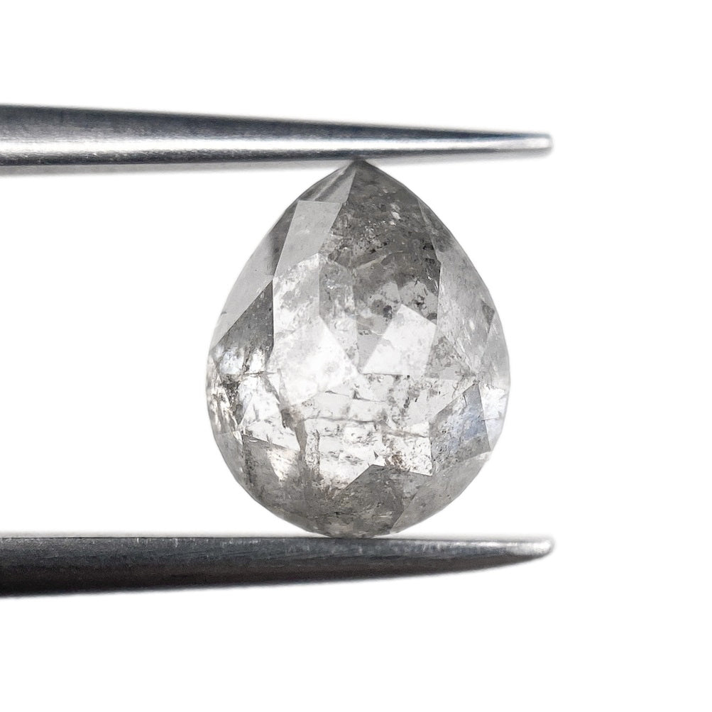 2.01ct | Salt & Pepper Pear Shape Rose Cut Diamond