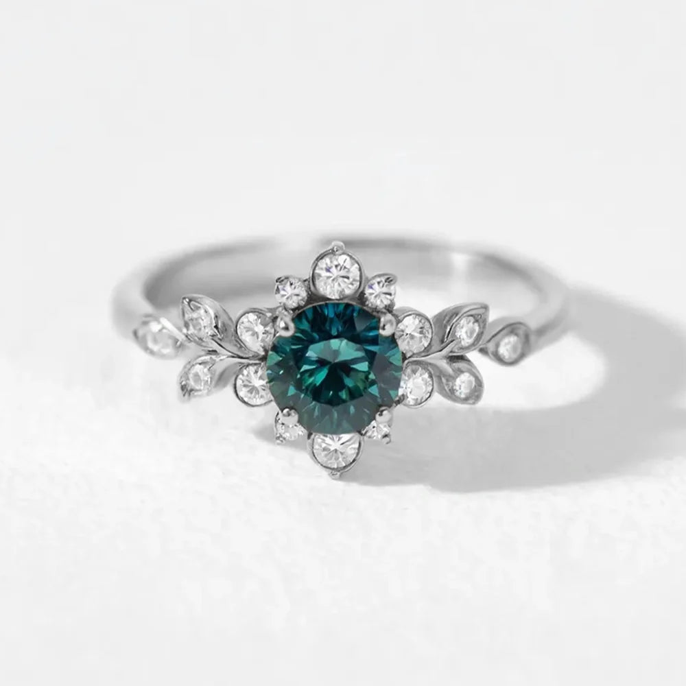 Elara‘s Bloom | Natural Blue-Green Sapphire Engagement Ring