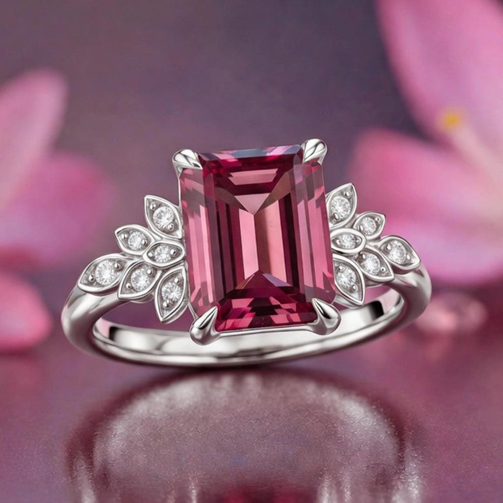 Juliet’s Crimson | 3CT Emerald Cut Ruby Engagement Ring