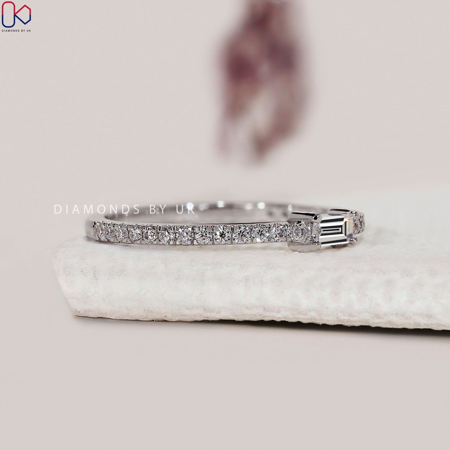 Half Eternity Baguette And Round Diamond Band
