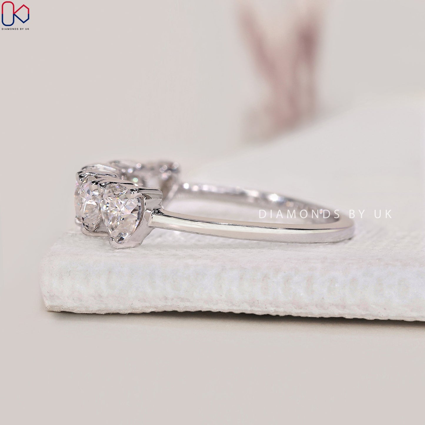 Five Stone Heart Shaped Diamond Band