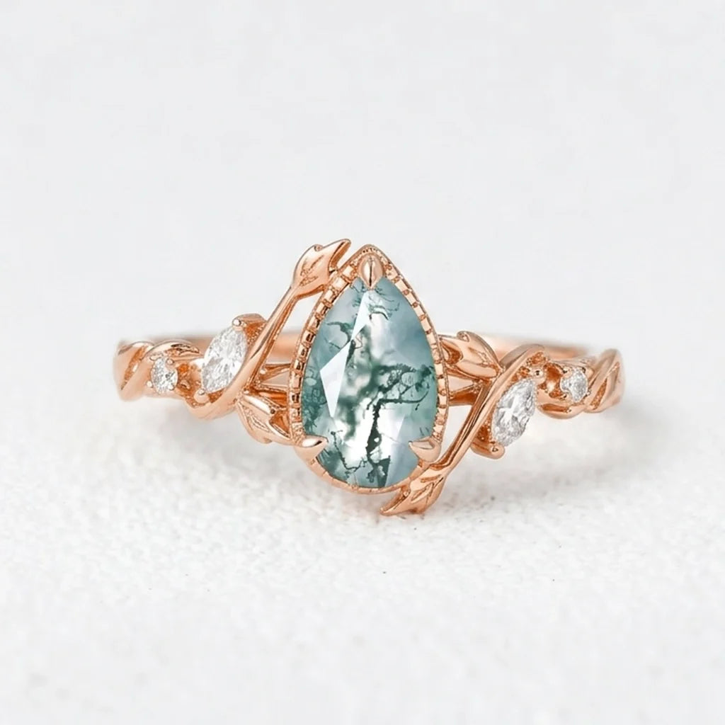 Hazel’s Thicket | Moss Agate Engagement Ring