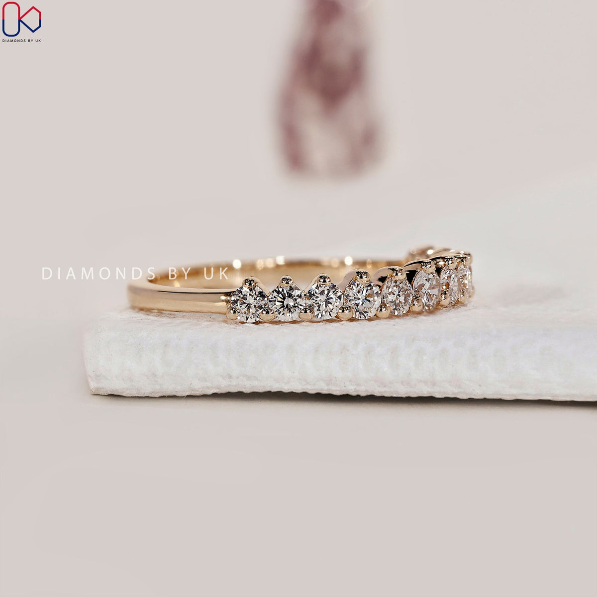 Round Cut Lab Grown Half Eternity Band
