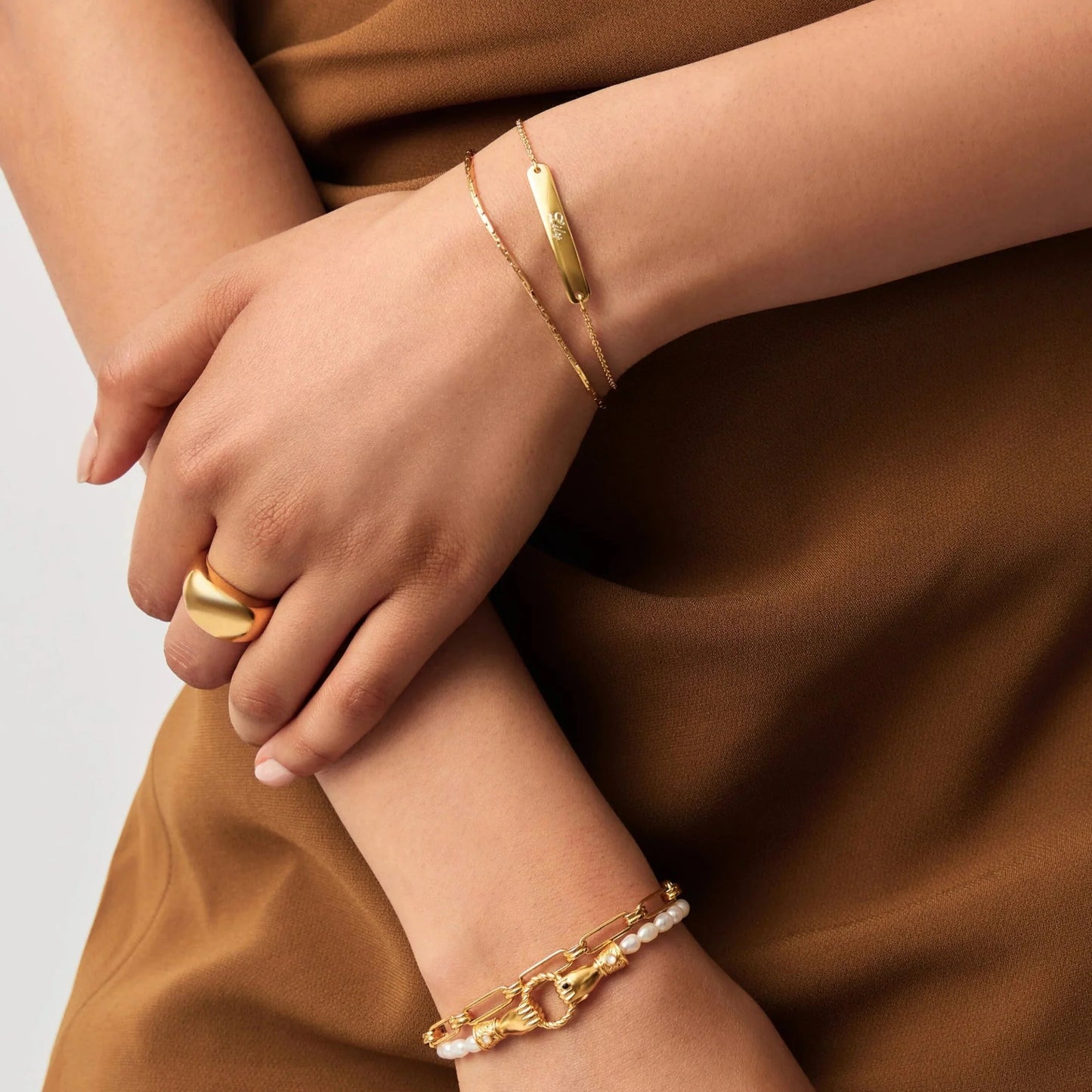 18K Gold Vermeil Engravable Bar Chain Bracelet