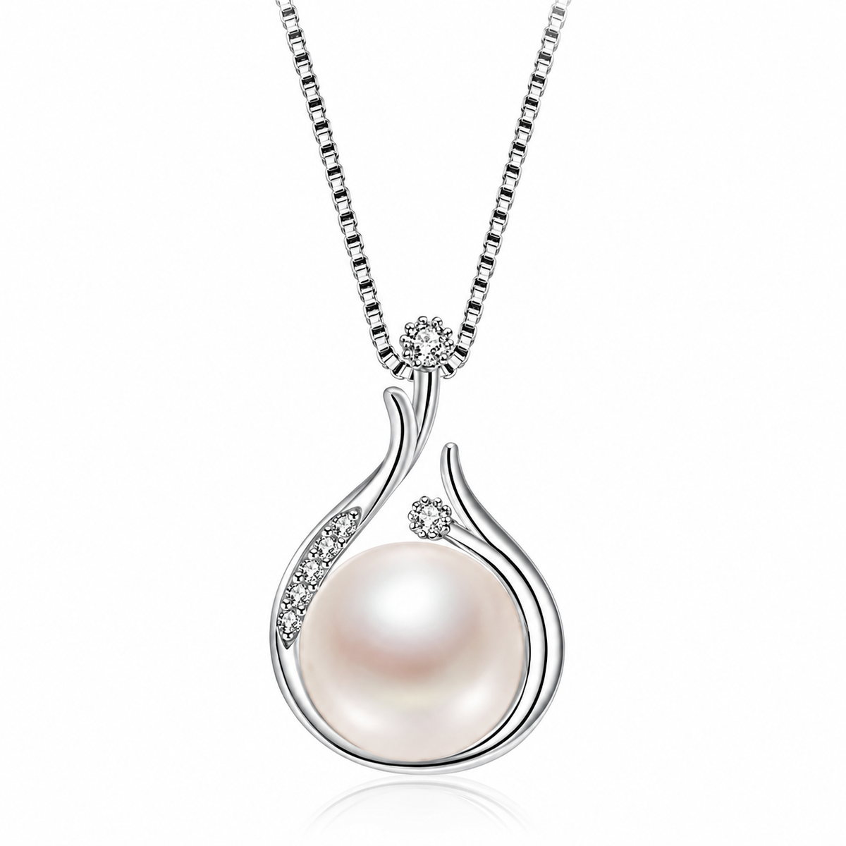 Elegant Pearl Swirl Pendant Necklace