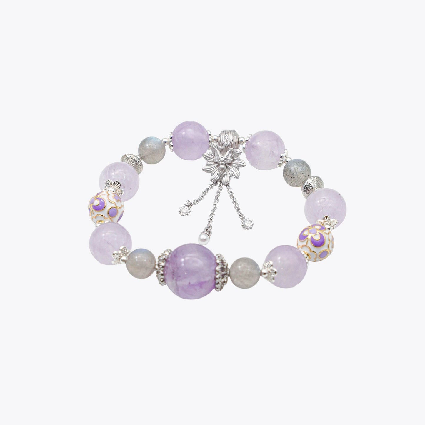 Snow-Kissed Iris & Moonlight Crystal Bracelet