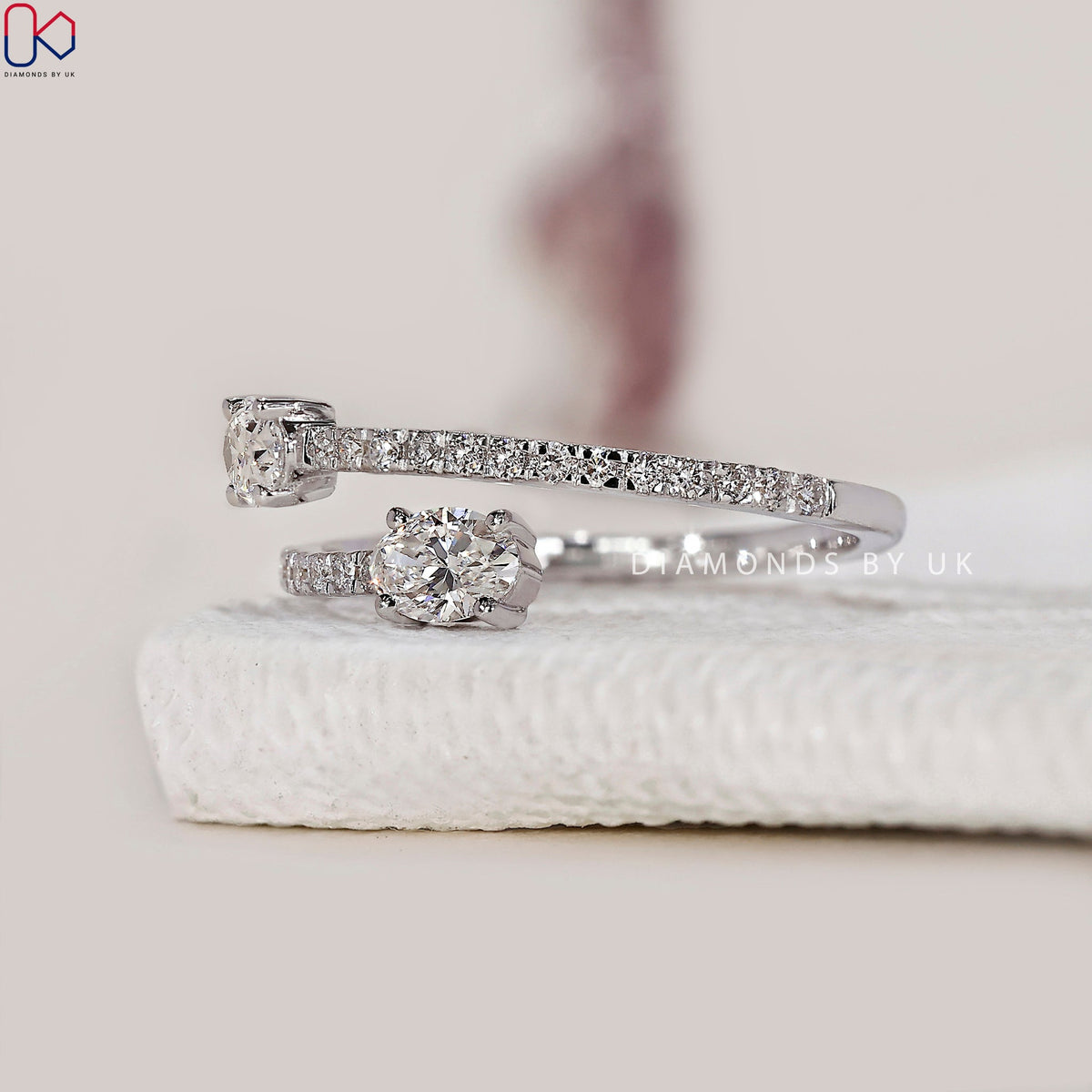 Oval Diamond Ring In Bypass Setting