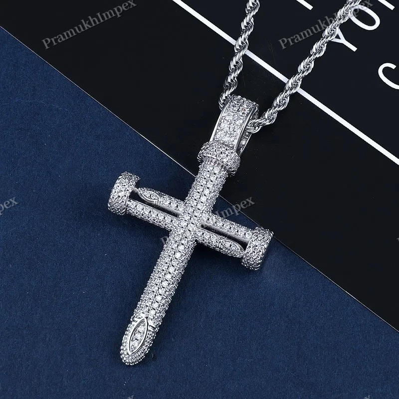 22K Gold Plating 925 Silver Antique Moissanite Three Nails Necklace