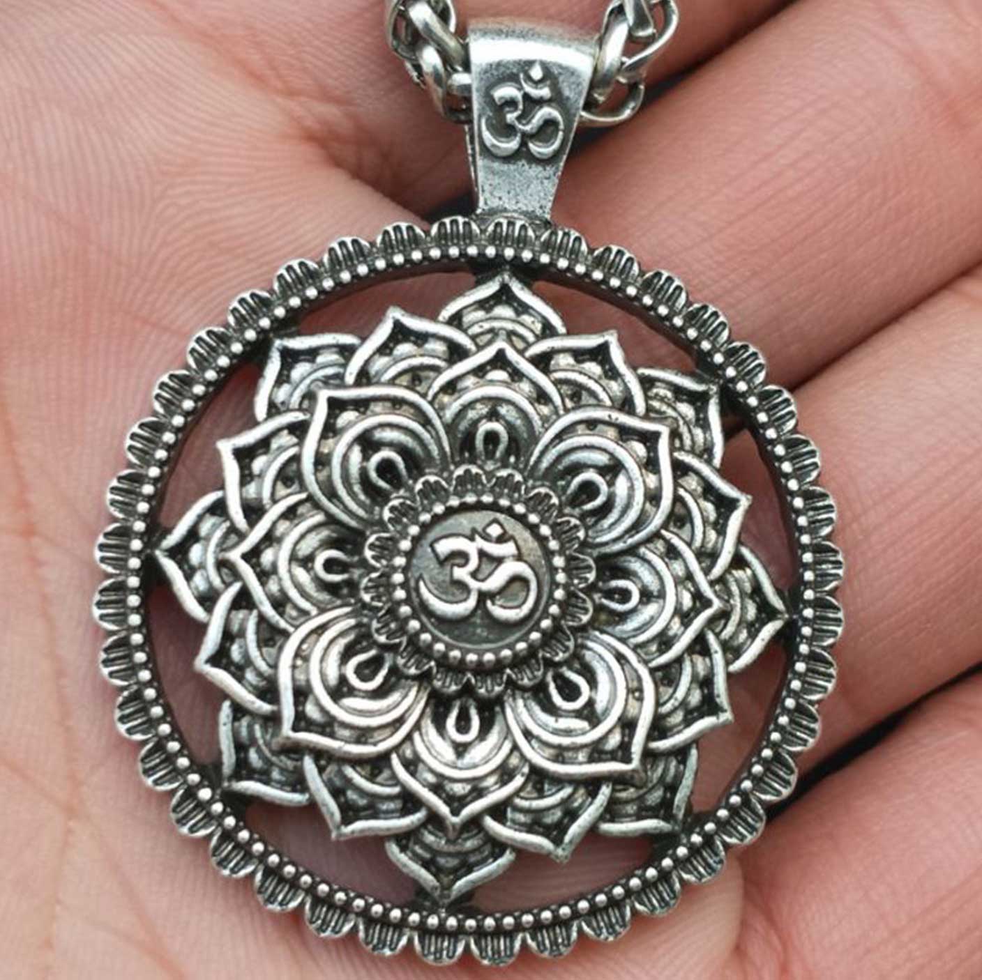 Mandala Spirituality Lotus Pendant Necklace