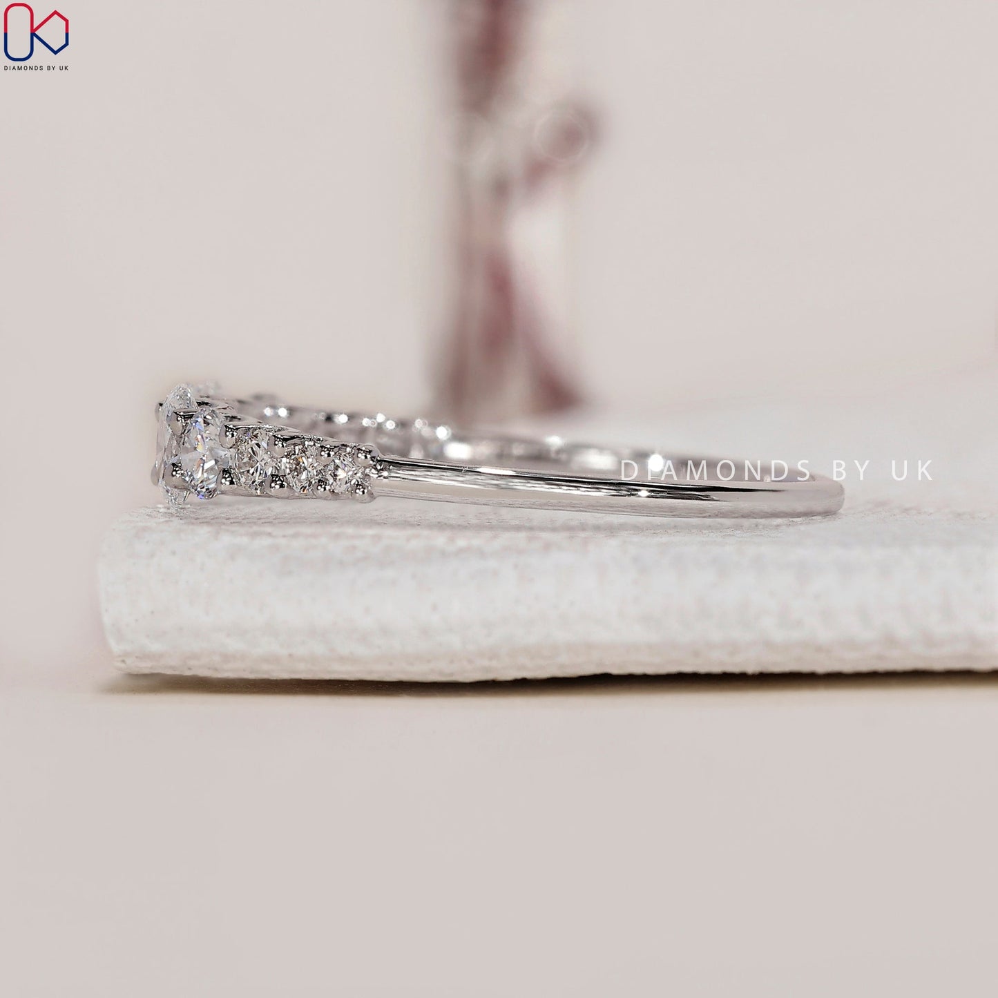 Oval Diamond Wedding Band – Half Eternity