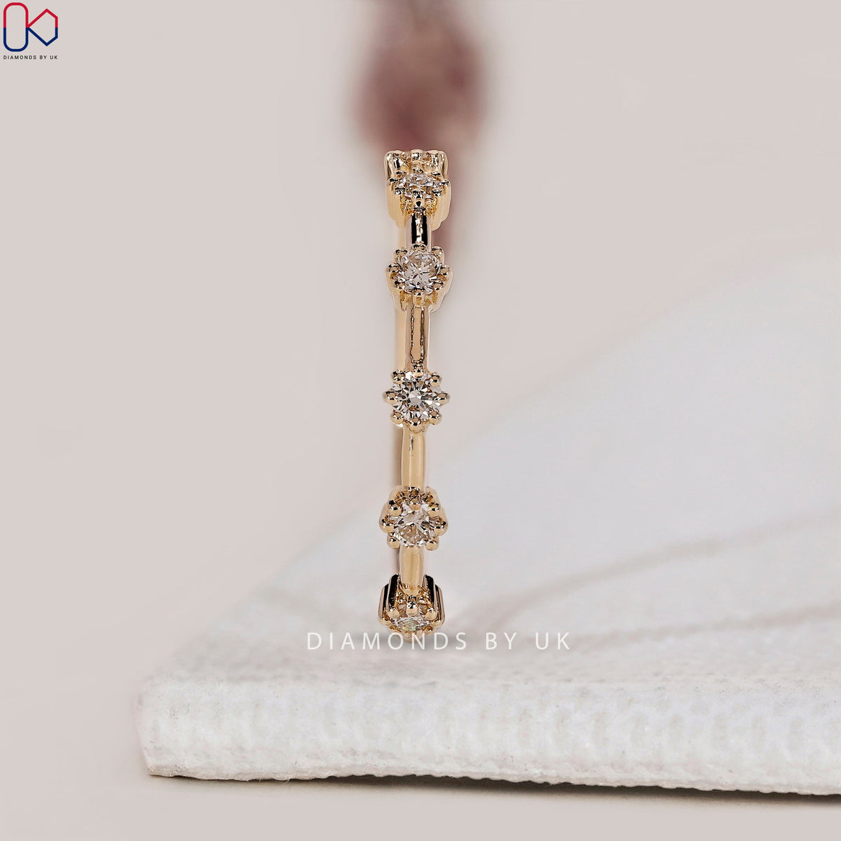 Round Cut Half Eternity Wedding Band