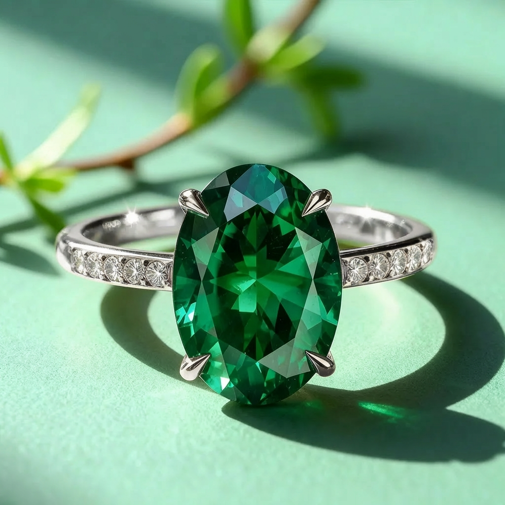 Thalia’s Verdure | 2CT Oval Green Sapphire Engagement Ring