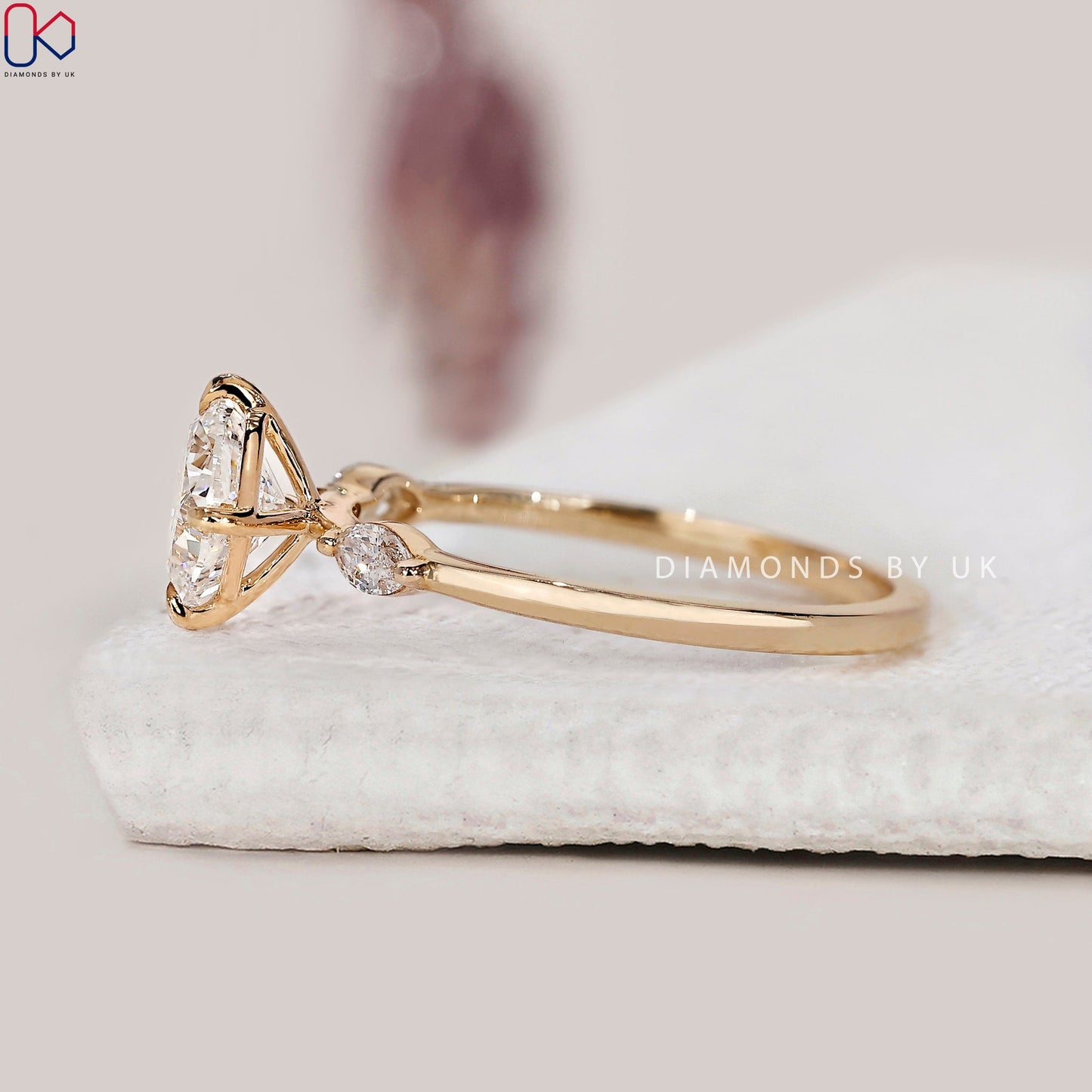 Yellow Gold Cushion Cut Diamond Engagement Ring