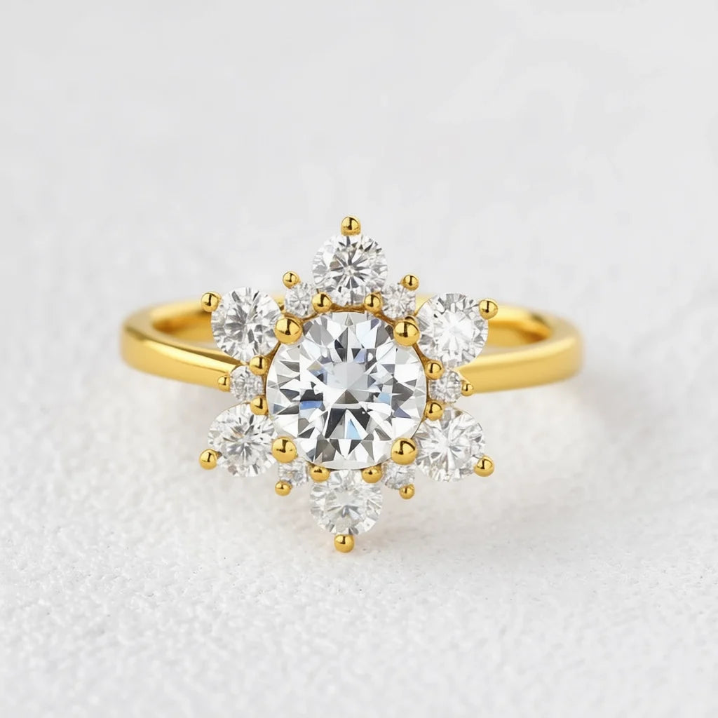 Elara’s Snowflake | Art Deco Diamond Engagement Ring