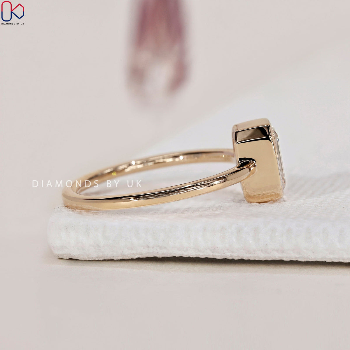Emerald Cut Diamond Ring - Bezel Setting