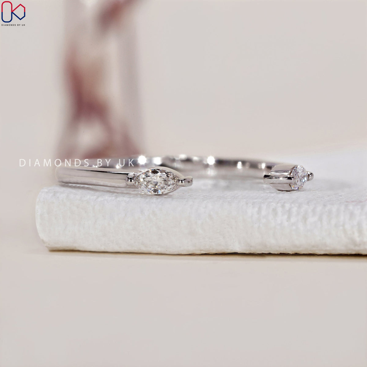 Open Wedding Band – Marquise Diamonds