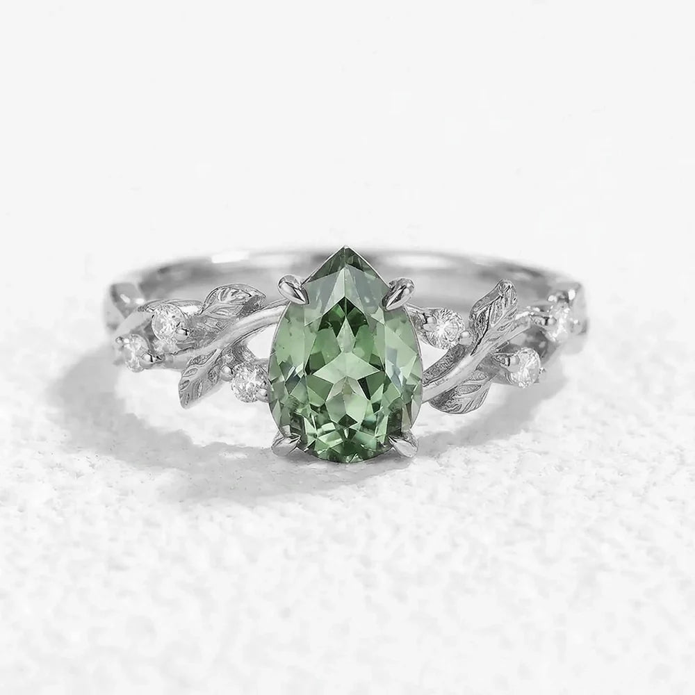 Sylvie’s Verdure | 1.3CT Green Sapphire Vine Engagement Ring