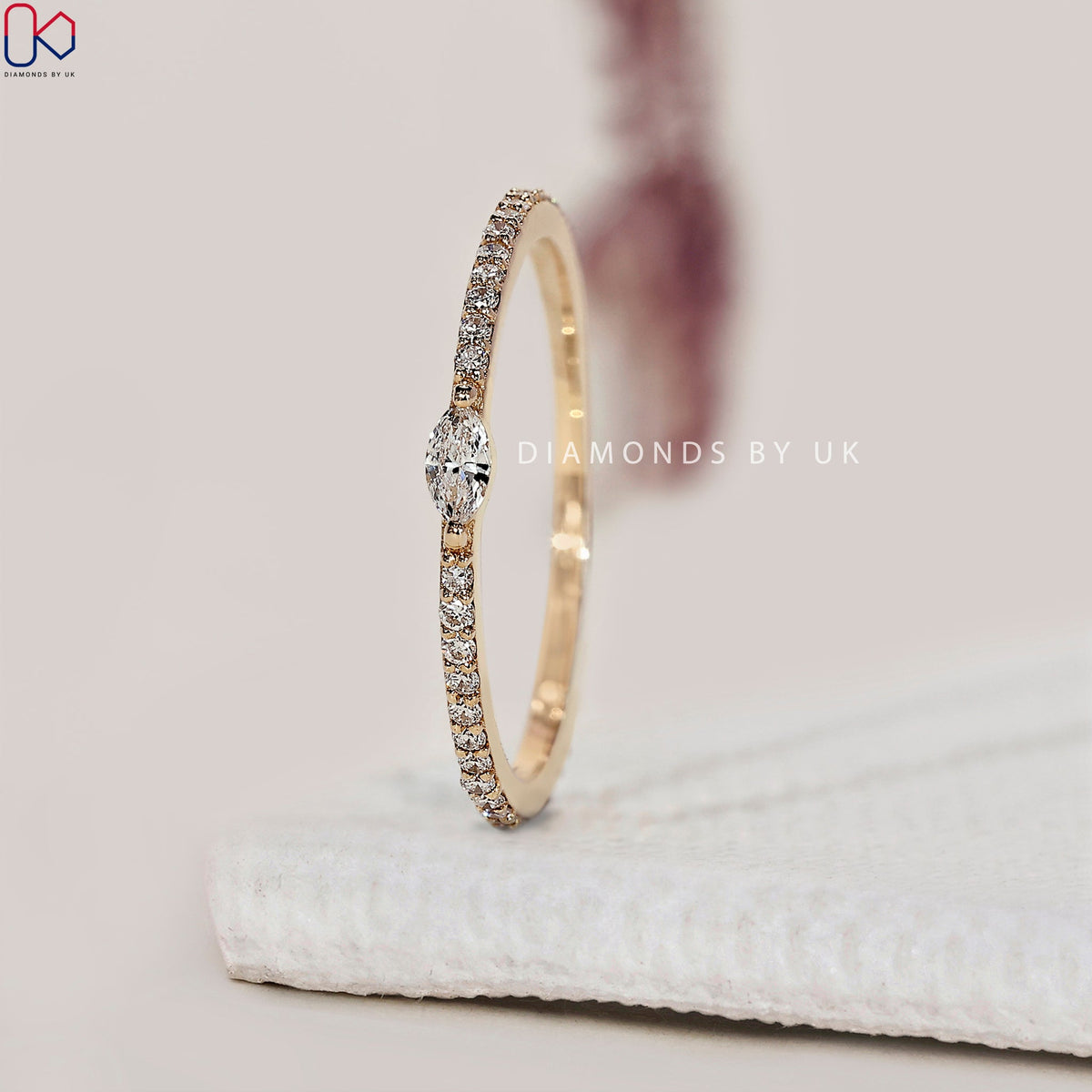 Marquise Cut Minimalist Wedding Band
