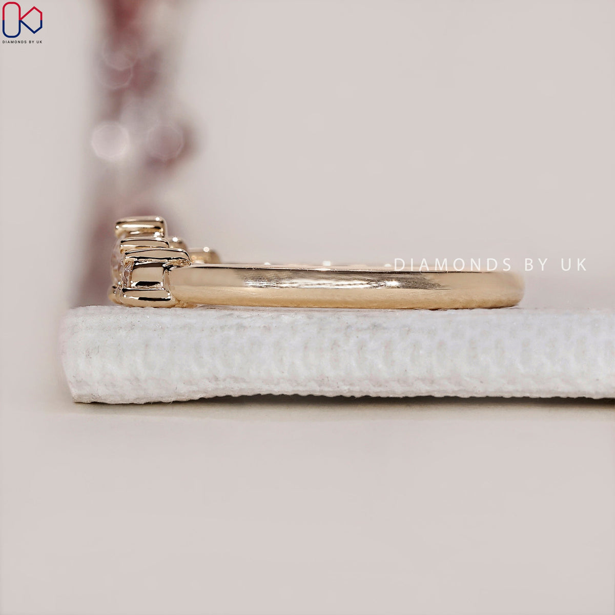 5 Stone Diamond Wedding Band - Yellow Gold
