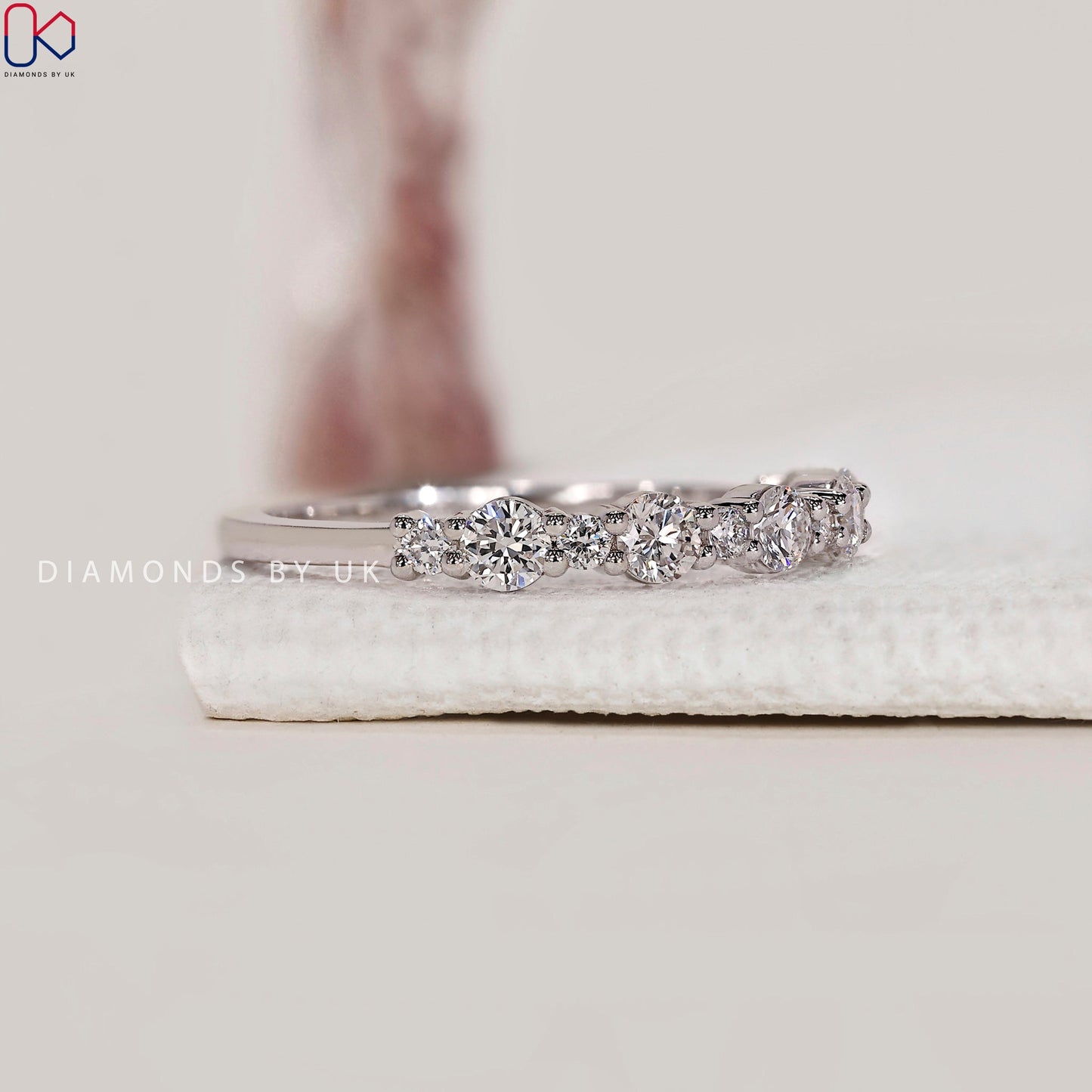 White Gold Diamond Band - Round Cut Diamond