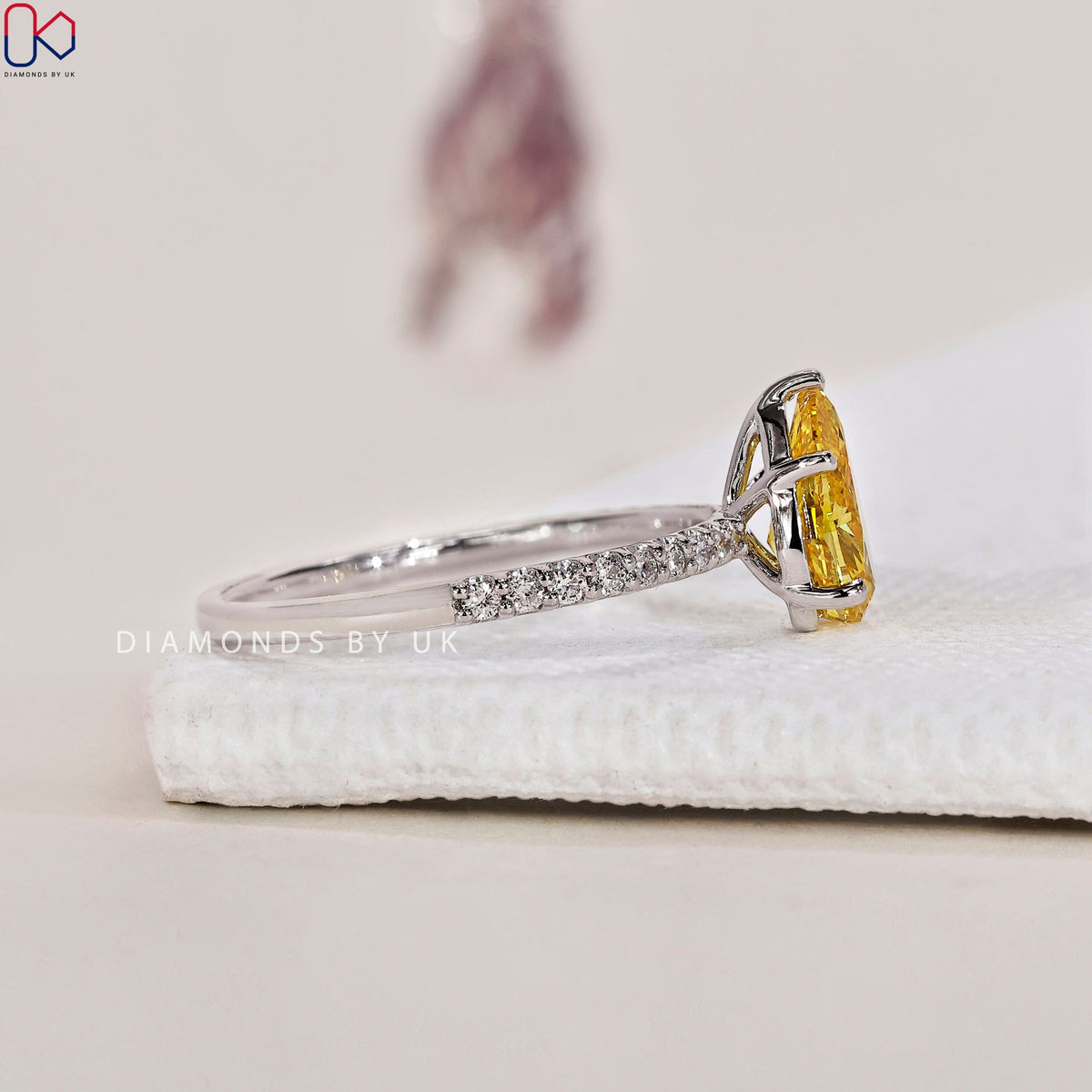 Pear Cut Yellow Diamond Ring