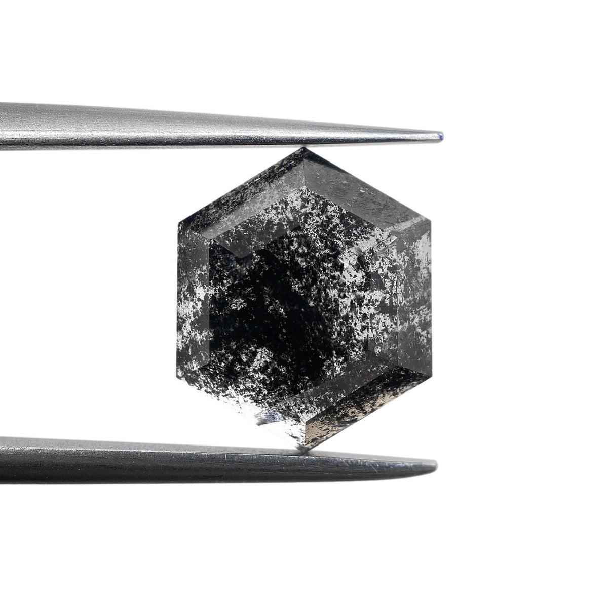 3.11ct | Salt & Pepper Hexagon Shape Rose Cut Diamond