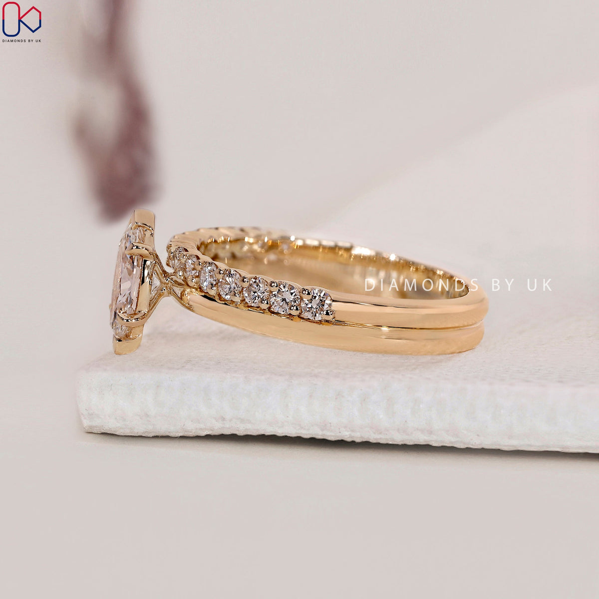 Marquise Diamond Ring And Half Eternity Band