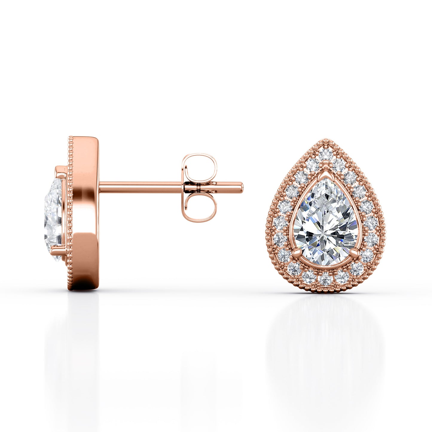 Milgrain Set Moissanite and Diamond Stud Earrings