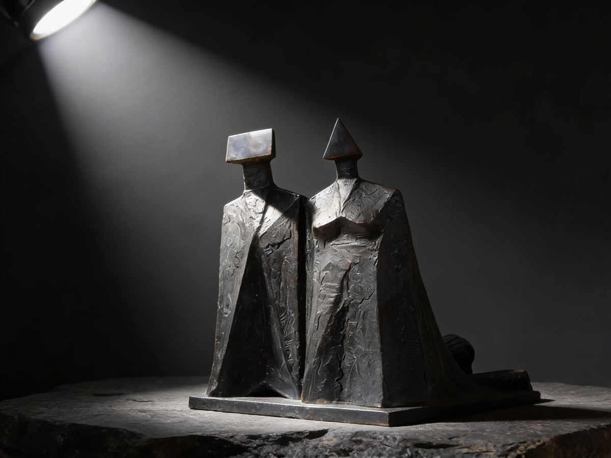 Abstract Cloaked Figures Bronze Sculpture