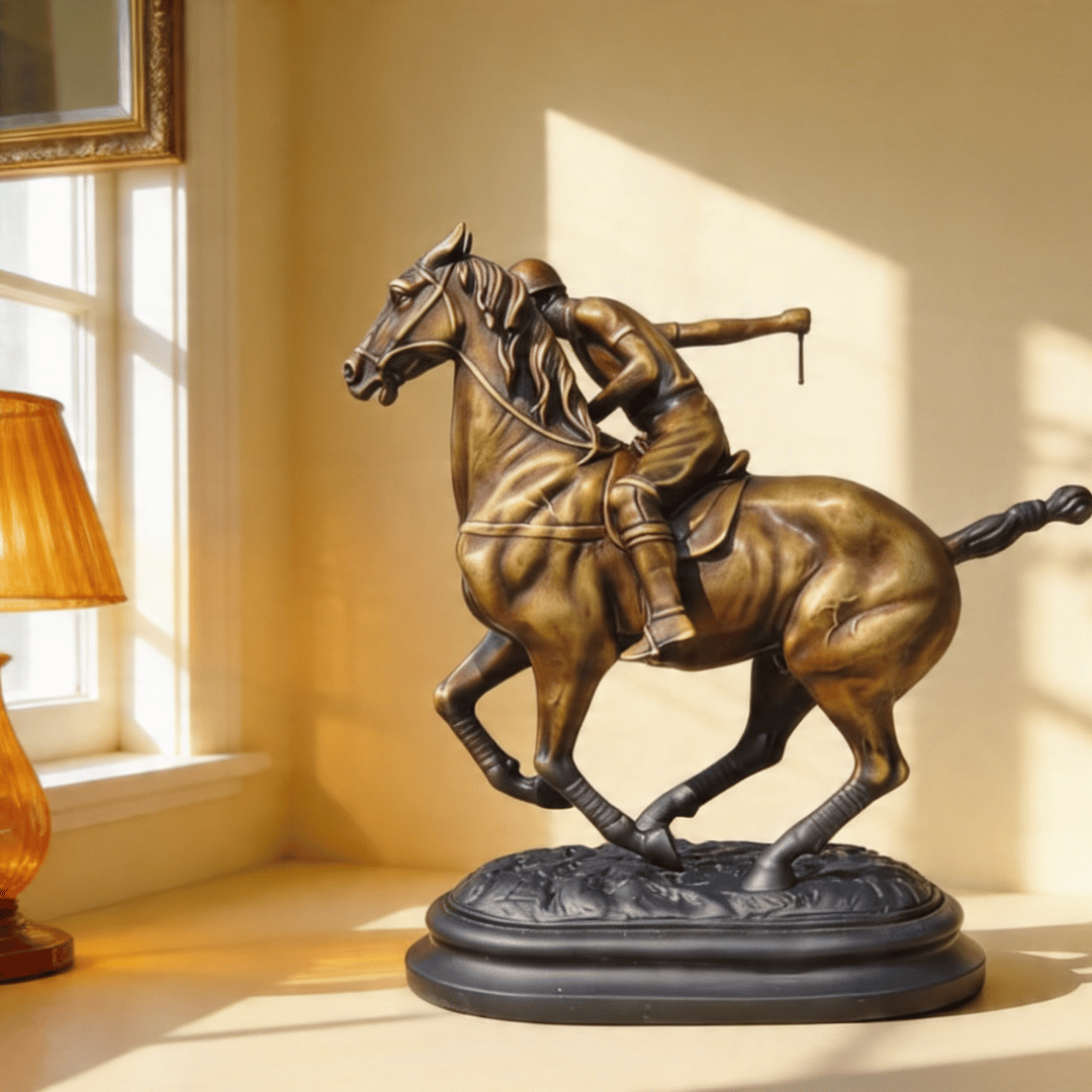 Bronze Polo Player on Horseback Sculpture