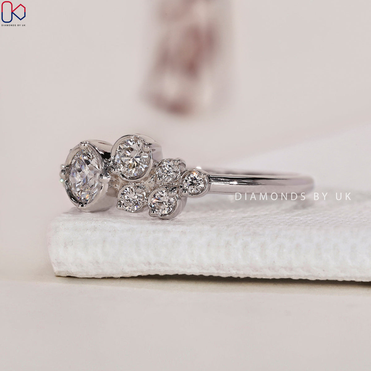 Cluster Diamond Ring - White Gold