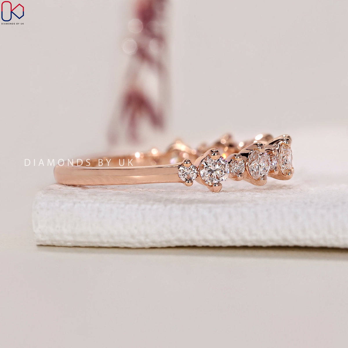 Rose Gold Wedding Band - Half Eternity