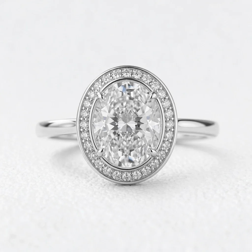Astra’s Prism | 3CT Oval Diamond Halo Engagement Ring