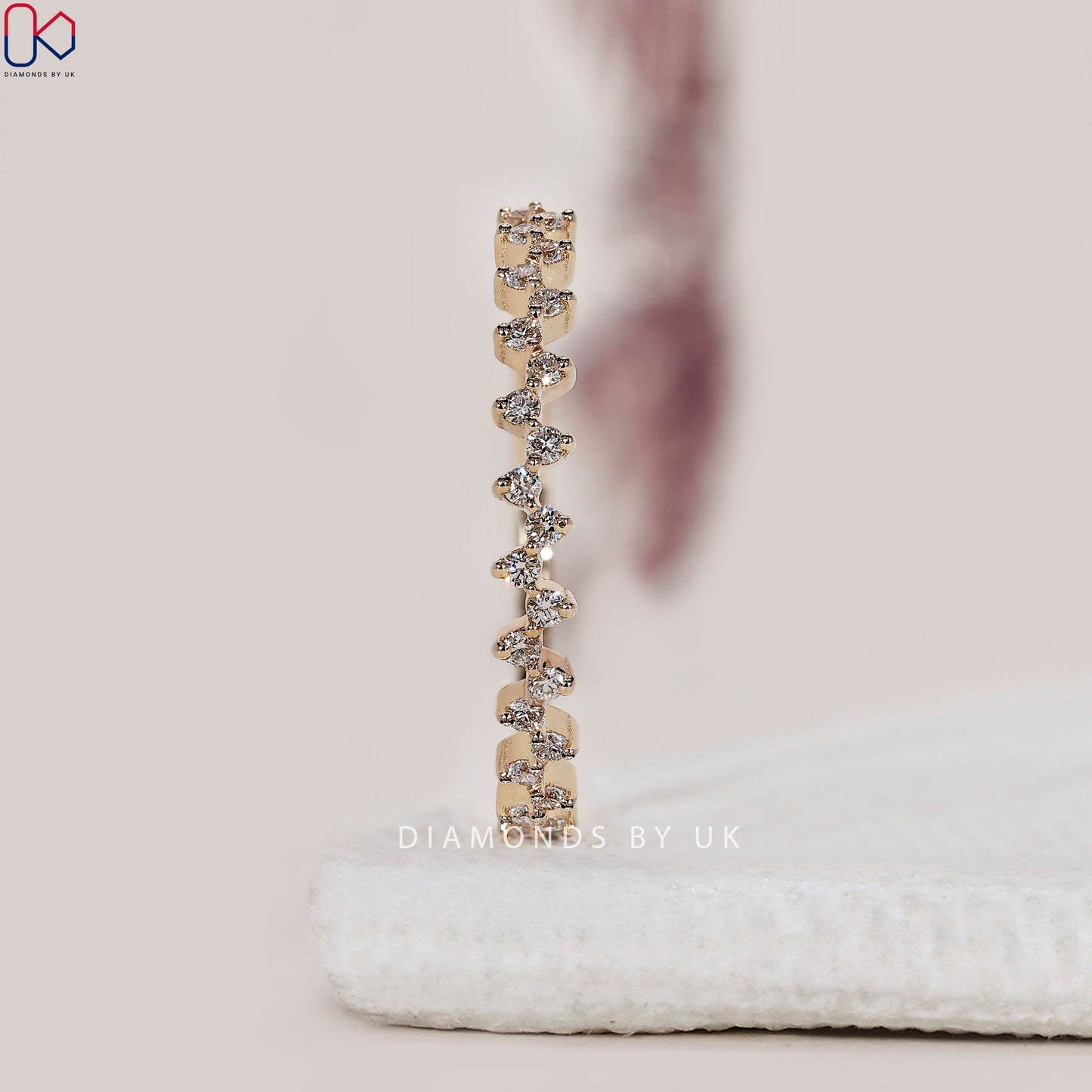 Zig Zag Diamond Wedding Band In Yellow Gold