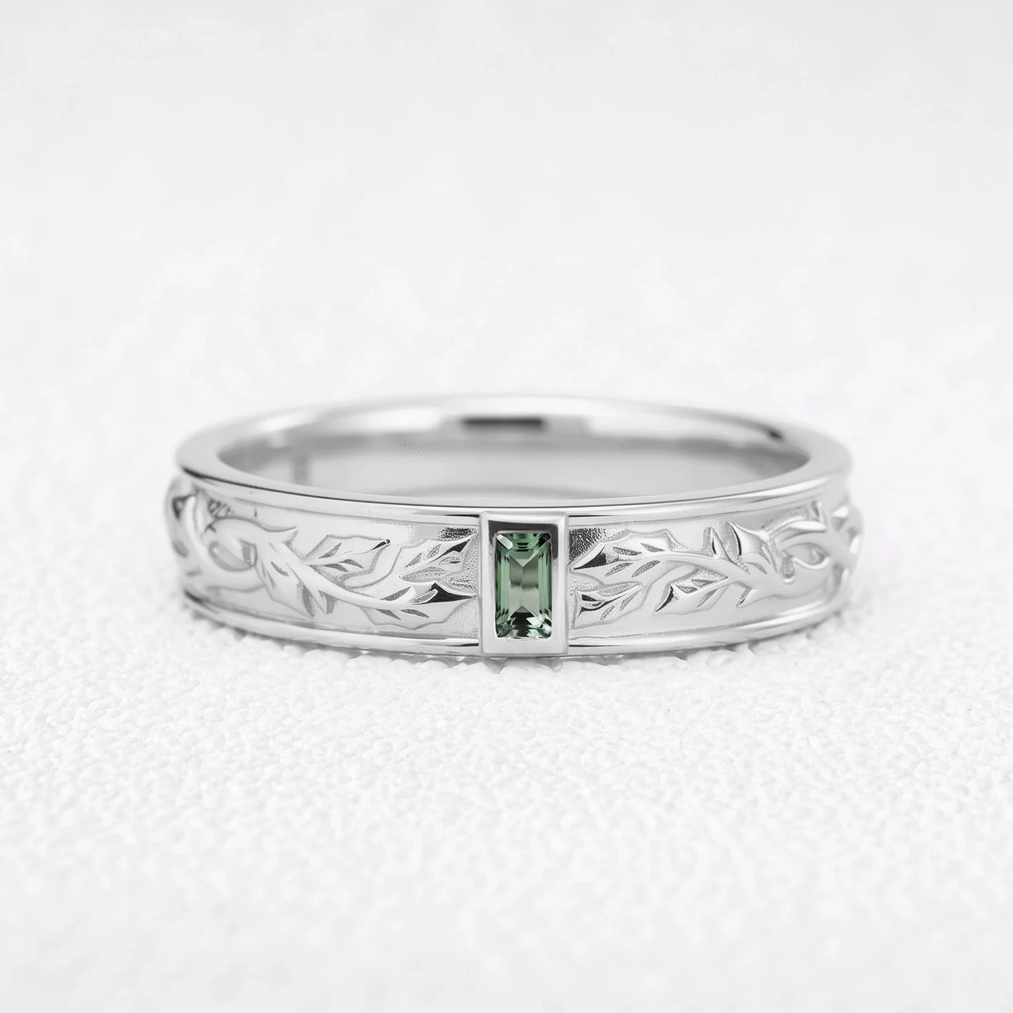 Orion’s Keystone | Baguette Green Sapphire Men’s Band