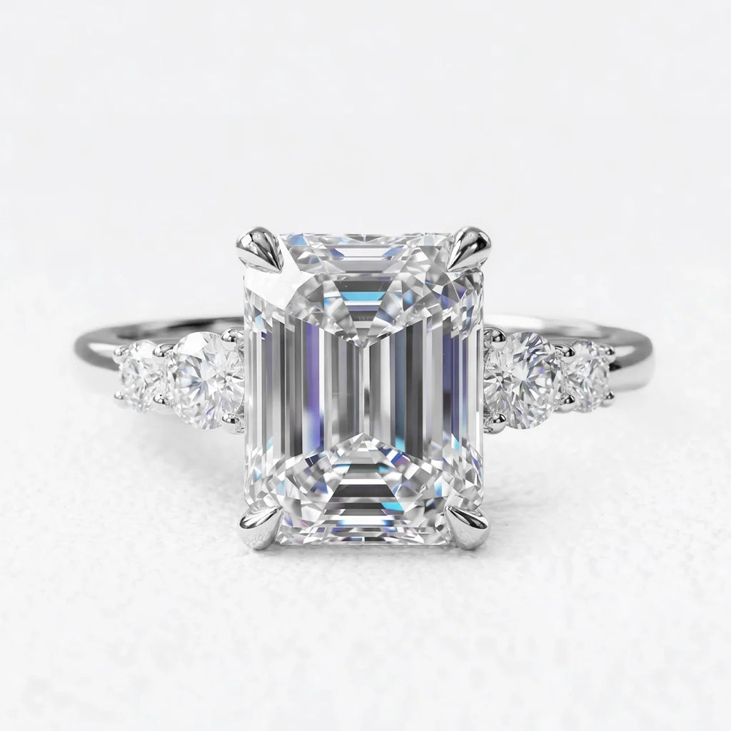 Aurora‘s Prism | 3CT Emerald Cut Diamond Solitaire Engagement Ring