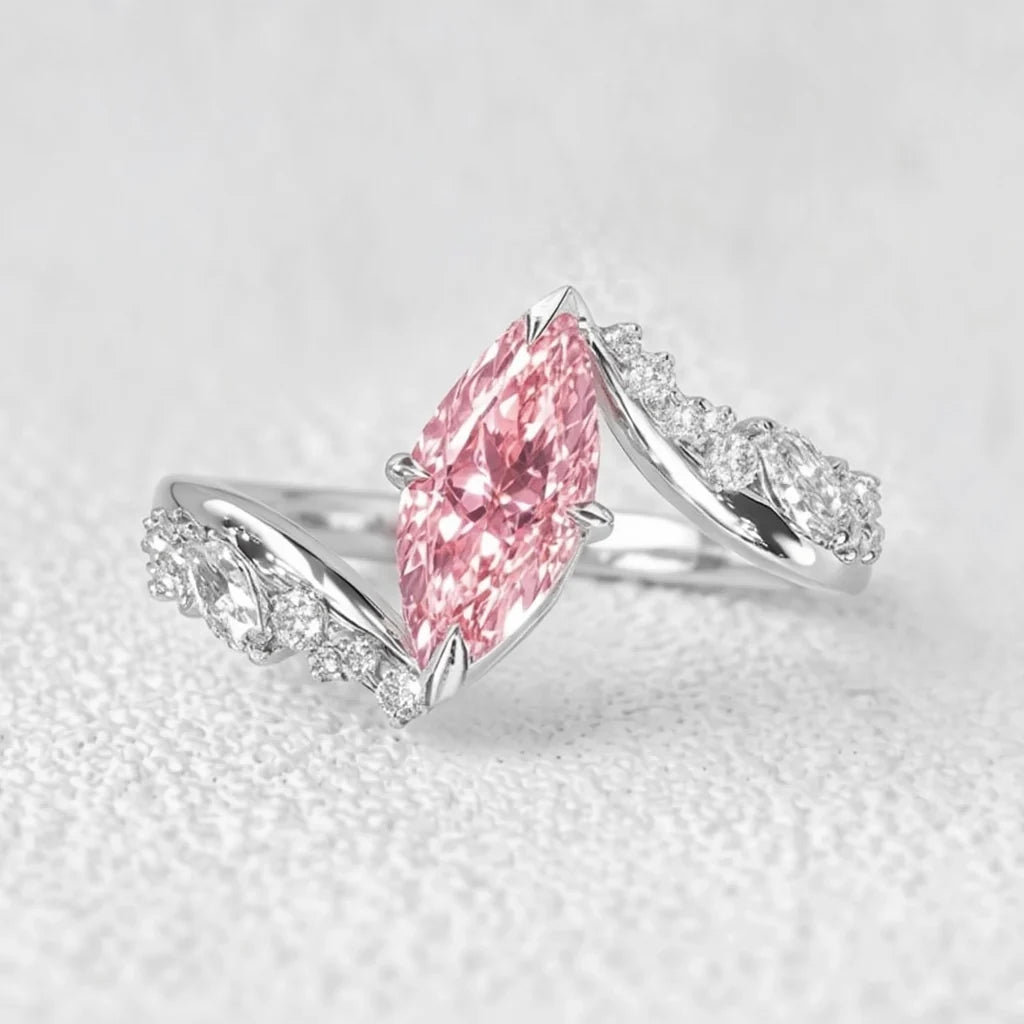 Aurora’s Bypass | 3CT Marquise Cut Pink Sapphire Engagement Ring