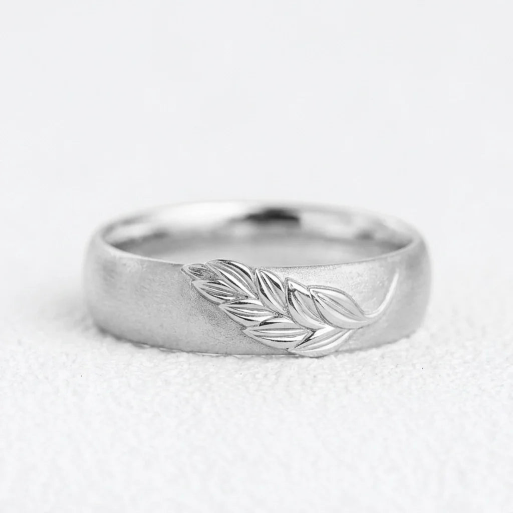 Isla’s Frond | Palm Leaf Sandblast 6MM Men's Wedding Band